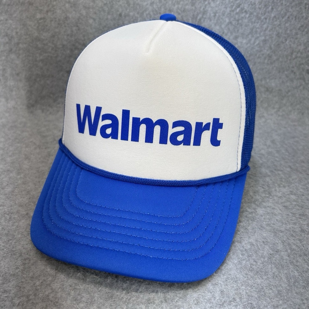 Walmart Logo Trucker Hat Blue White Mesh Snapback OSFM Foam Front